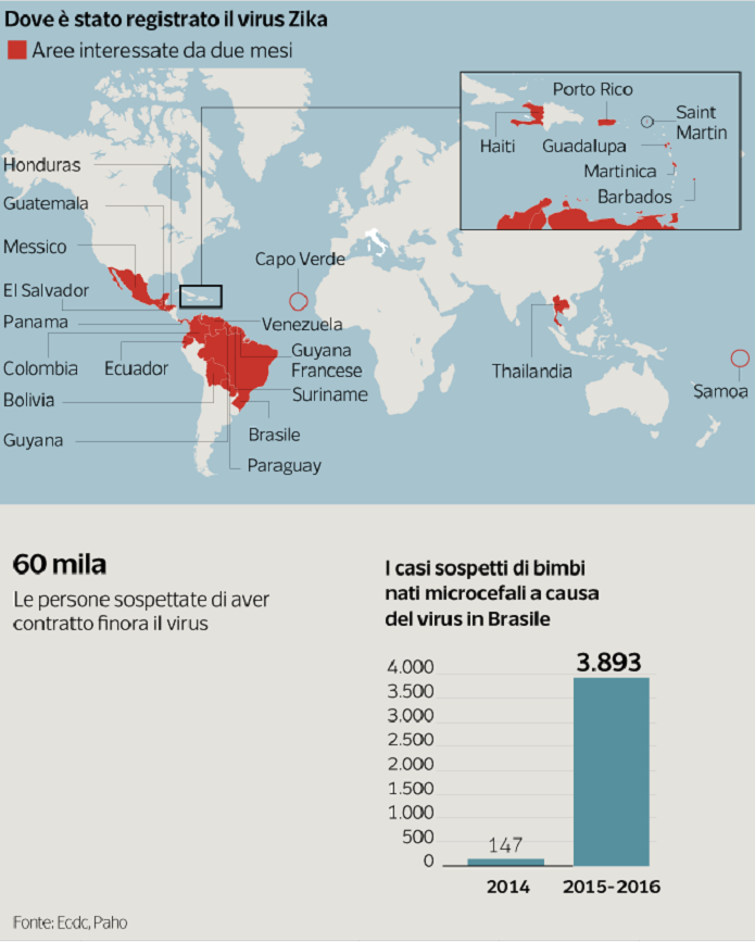 Paesi affetti da Virus Zika